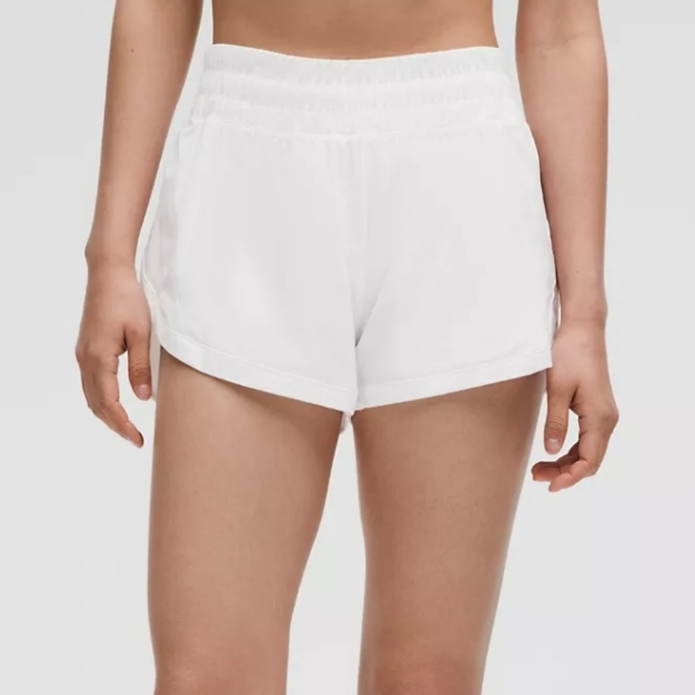 LULULEMON Track That High-Rise Lined Short 3" Inseam White Athletic Shorts Sz 4